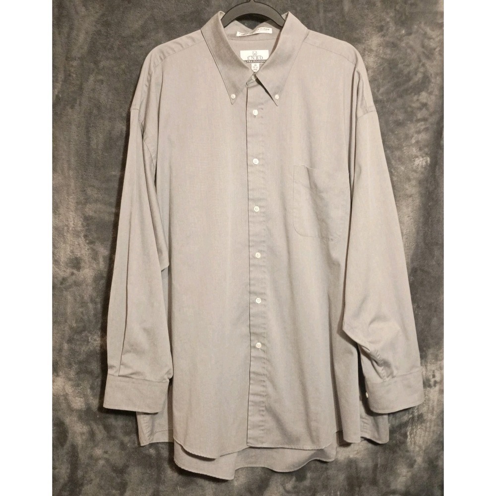 ENRO Pima Pin-piont Oxford Ultra‎ Pinpoint Men's Dress Shirt 19 34-35 BIG Gray